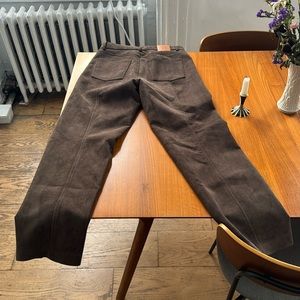 nanushka faux suede straight leg trousers